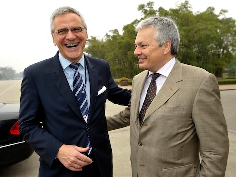 Kris Peeters en Didier Reynders in maart 2012.