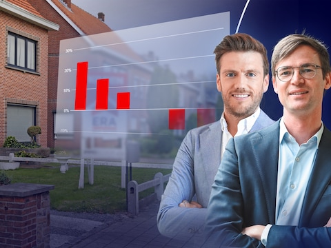 Energievretende woningen met EPC-label E of F winnen terug aan populariteit. Rechts: Johan Krijgsman, CEO van vastgoedmakelaar ERA, en Sven Damen, professor Vastgoedeconomie en Financiering Universiteit Antwerpen.