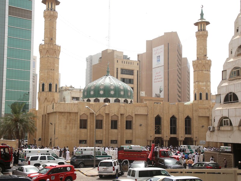 De sjiitische Al-Imam al-Sadeqmoskee in Koeweit-Stad, waar de aanslag plaatsvond.