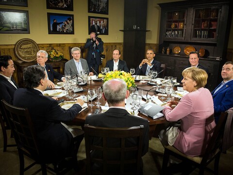 Barack Obama nodigde de wereldleiders uit op zijn buitenverblijf in Camp Davis.