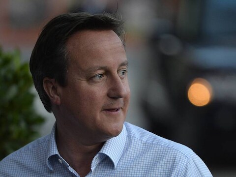 Premier Cameron gisteren in Manchester.