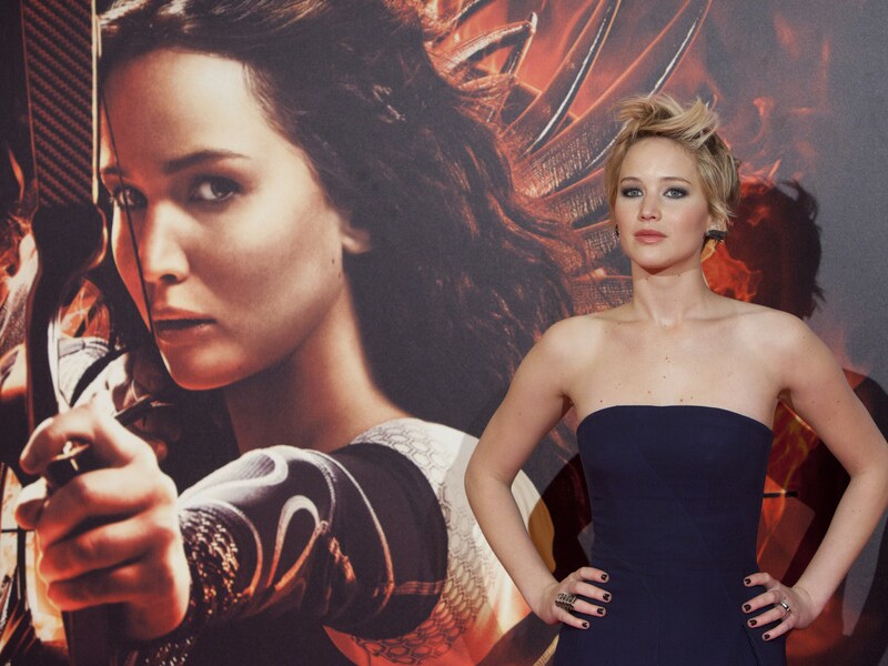 Jennifer Lawrence tijdens de première van 'The Hunger Games: Catching Fire'.