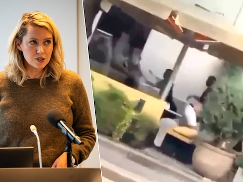 Links: burgemeester van Antwerpen Els van Doesburg. Rechts: onlangs deden op sociale media beelden de ronde van een zware knokpartij op het terras van het Zuidcafé.