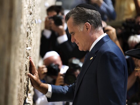 Mitt Romney in Jeruzalem op 29 juli.