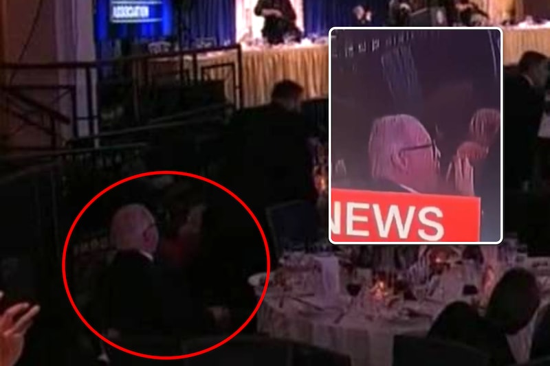 KIJK. “Mijn type mens”: man op Correspondents' Dinner blijft rustig eten  terwijl iedereen rondom hem onder tafel duikt | Nieuws | HLN.be