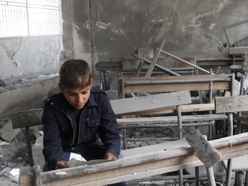 Eerder werd ook deze school in Aleppo vernield.