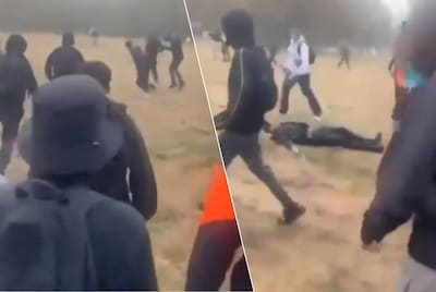 “Dit is een klopjacht op agenten”: beelden tonen hoe Franse politiecommandant vuistslagen en schoppen tegen het hoofd krijgt