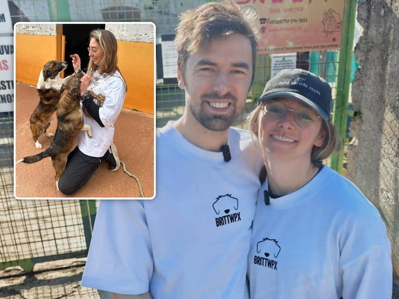 Britt uit ‘Blind getrouwd’ trekt met vriend Matthias naar hondenasielen in Kroatië en Bosnië.