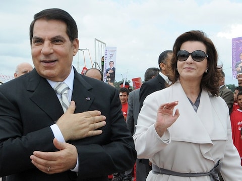 De gevluchte president Ben Ali met Leila