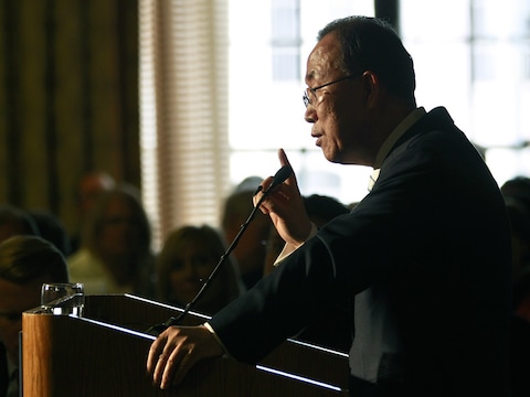 Ban Ki-moon Verenigde Staten met de vinger.
