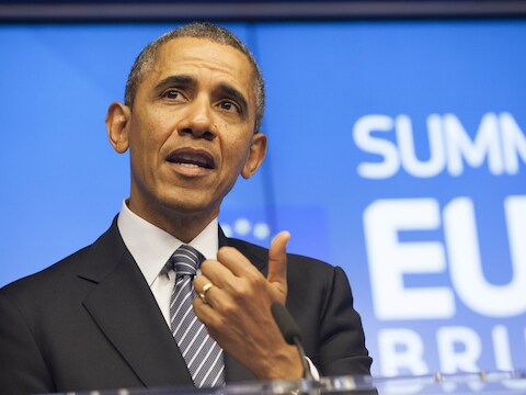 De Amerikaanse president Obama in Brussel.
