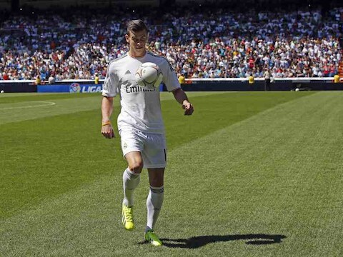 Bale bij zijn officiële voorstelling bij Real van vorige week.