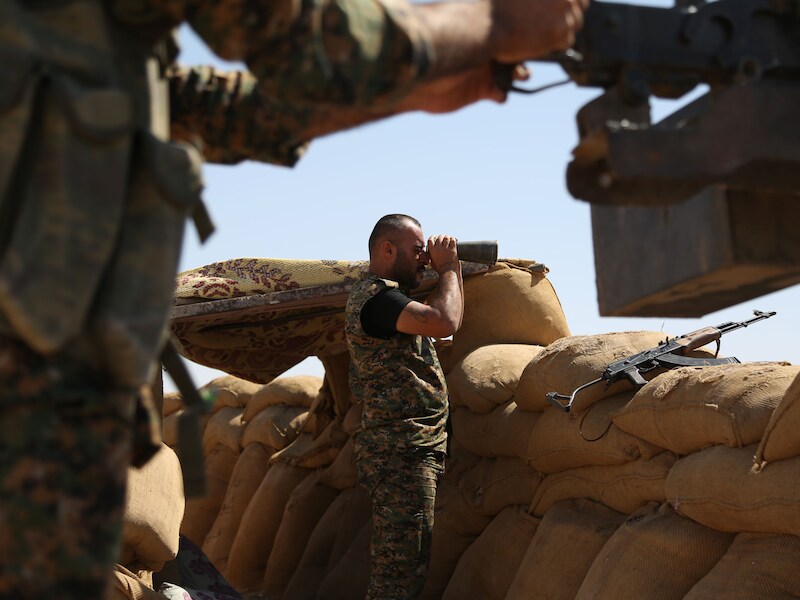Koerdische strijders in de noordoostelijke Syrische stad Hasakeh.