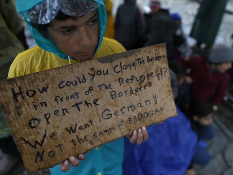 Een jonge vluchteling in het Griekse Idomeni.