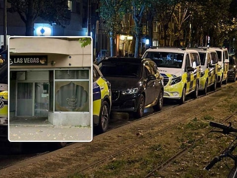 De politie deelt zelf ze beelden om de aantallen te tonen waarmee de controle werd uitgevoerd. Inzet: Café Las Vegas in Deurne werd gesloten na de controle.