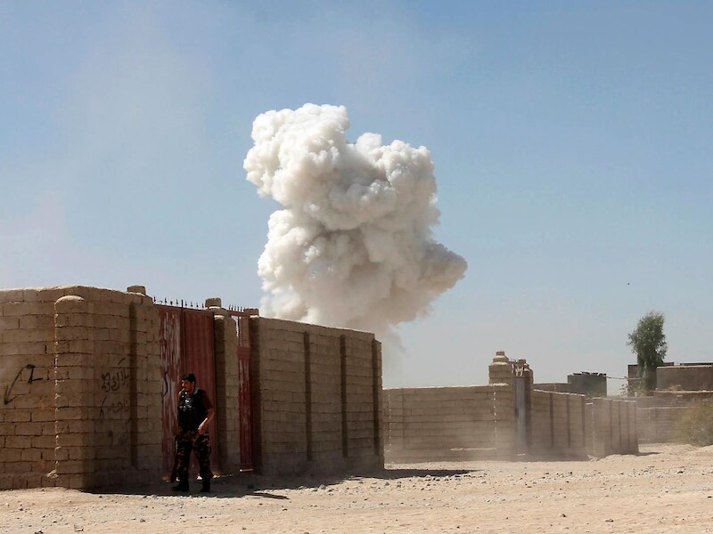 Beeld van een zelfmoordaanslag van de taliban in Lashkar Gah in oktober vorig jaar.