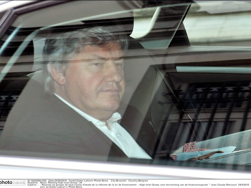 Waals Minister van Economie Jean-Claude Marcourt (PS) arriveert op een vergadering van de highlevelwerkgroep.