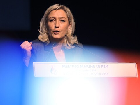 FN-voorzitster Marine Le Pen, dochter van Jean-Marie Le Pen.