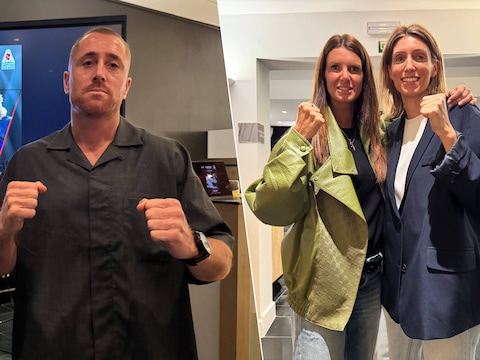 Ook ex-Rode Duivel Gill Swerts (links) en voormalig ‘Real Housewife of Antwerp’ Oona Noyen (links op foto rechts) stappen in de ring voor de tweede editie van Antwerp Business Boxing 
