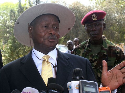 De Oegandese president Yoweri Museveni.