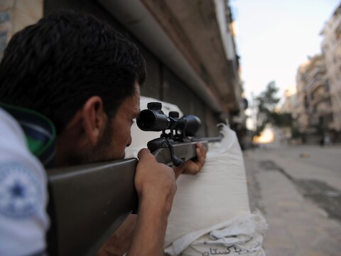 Het geweld in Syrië blijft aanhouden. Deze foto werd genomen in Aleppo.