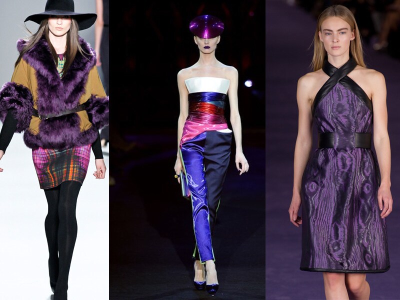 Paars op de catwalk bij Prada, Armani Privé en Christopher Kane.