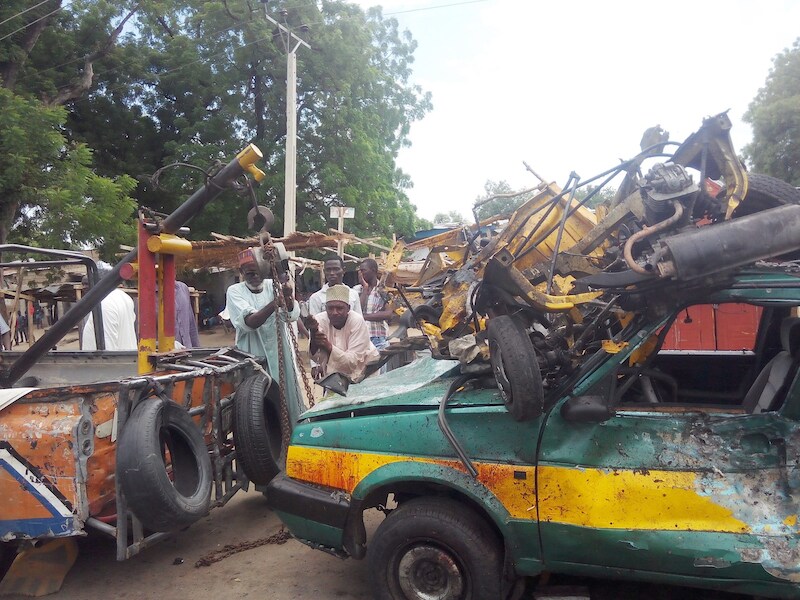 Beeld na een eerdere aanslag in Borno.