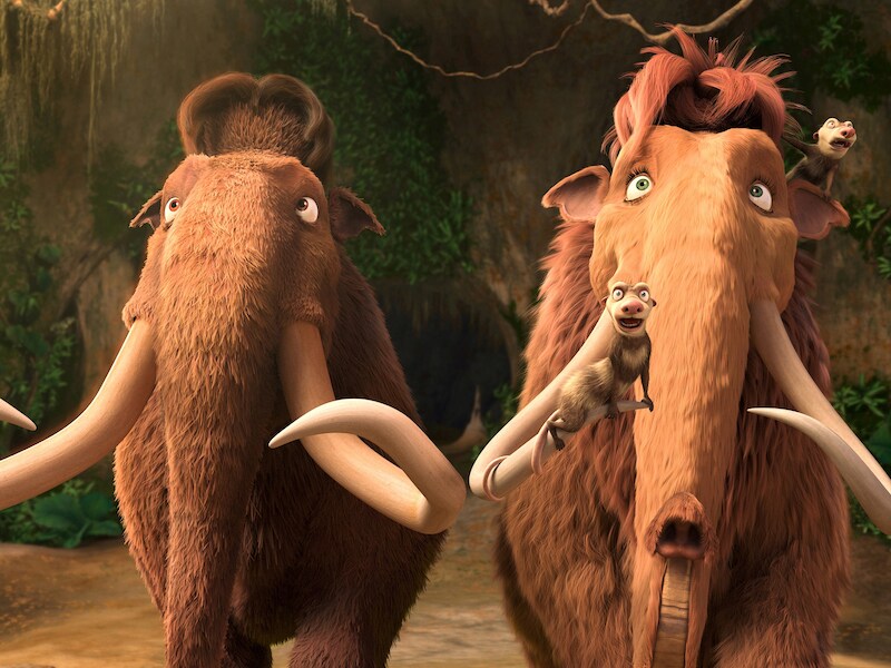 De mammoeten Manny en Ellie uit de populaire animatiefilm 'Ice Age'.