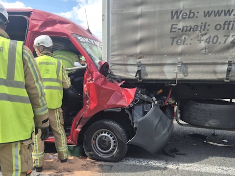 Ongeval op de Industrieweg (R4) in Wondelgem.