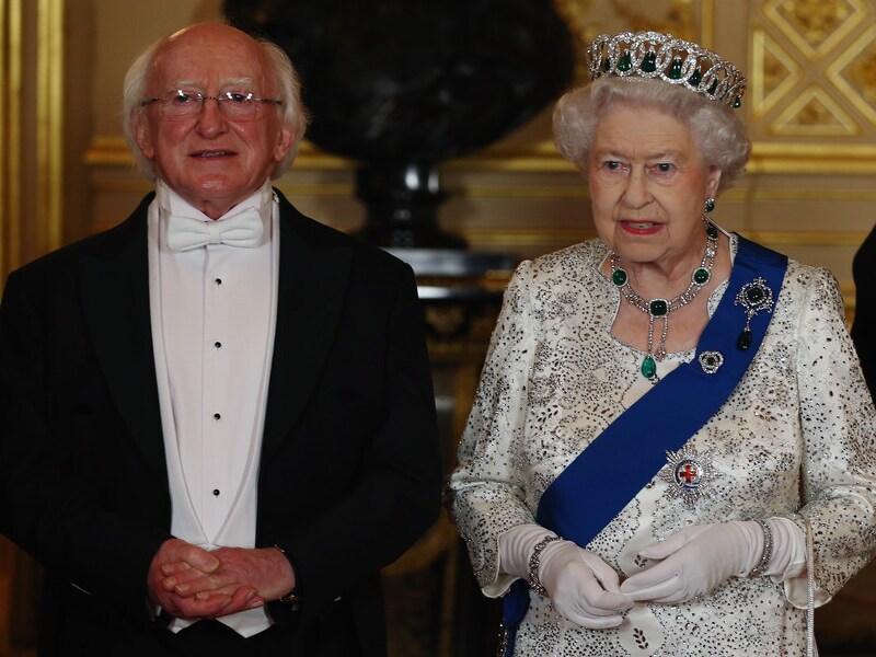 De Ierse president Michael Higgins met de Britse koningin Elizabeth