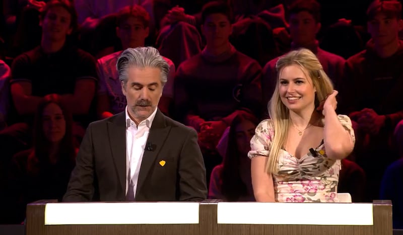 Jeroom en Jade Mintjens in 'De slimste mens'.