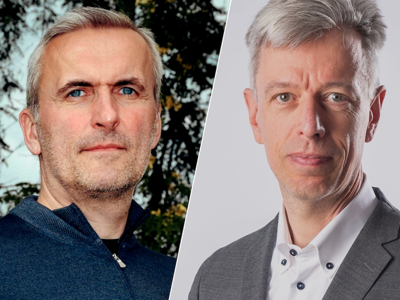 Economen Gert Peersman (l) en Geert Noels nuanceren het rapport van de National