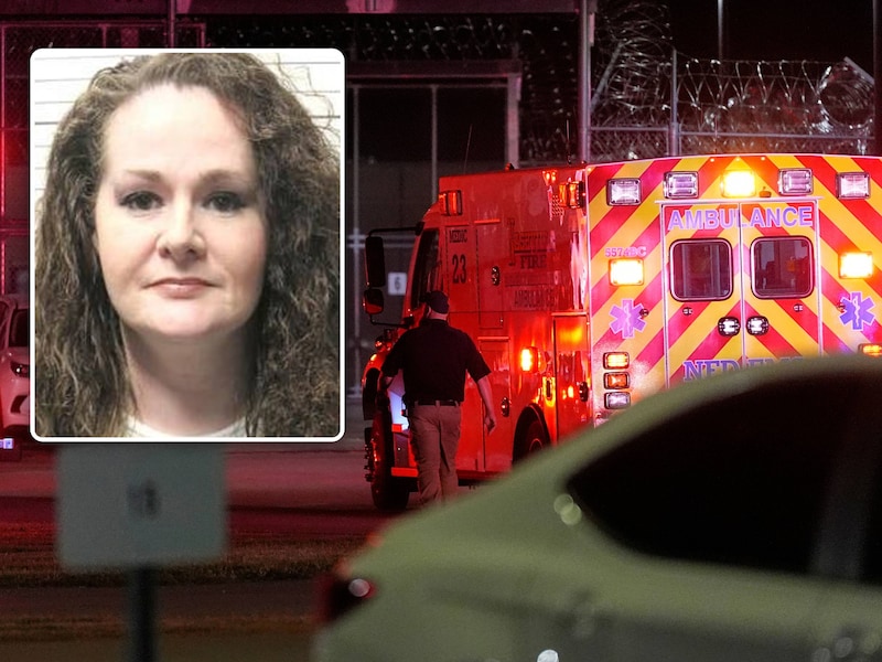Een ambulance bij de de gevangenis in Nashville, na de mislukte executie van Christa Pike.