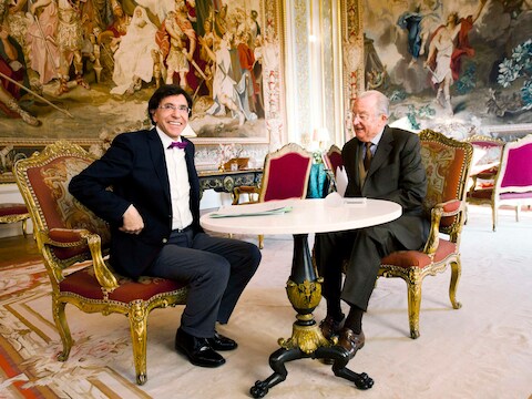 Premier Elio Di Rupo op bezoek bij Koning Albert II in het Koninklijk Paleis te Brussel.
