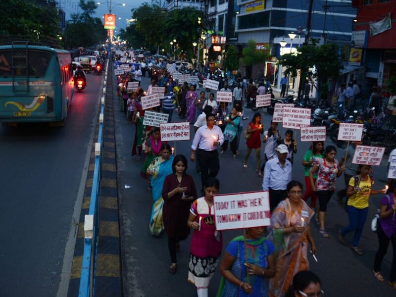 Indiase vrouwen protesteren tegen de fatale groepsverkrachting van een studente op een bus in New Delhi eind vorig jaar.