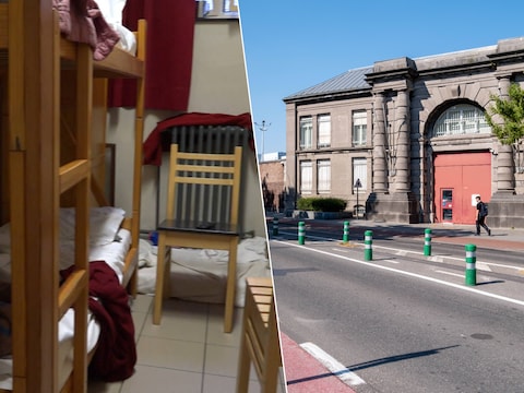 Links: zo ziet de binnenkant van een cel in de gevangenis van Mechelen (rechts) eruit.
