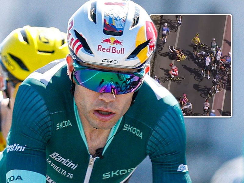 “Op zo’n moment vergeet je even dat je in de koers zit”: Wout van Aert zag vanop eerste rij hoe Tadej Pogacar ten val kwam en hoopt dat schade meevalt