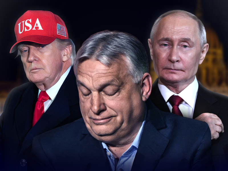 Zowel Donald Trump als Vladimir Poetin had gehoopt dat Viktor Orbán (midden) de Hongaarse verkiezingen zou winnen.