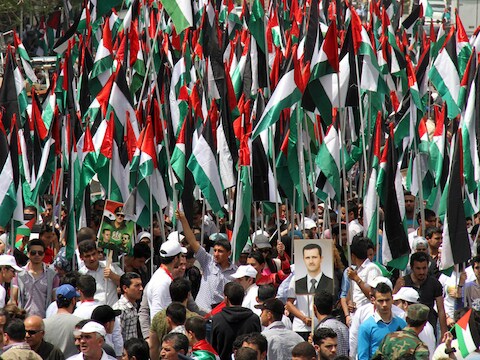 Aanhangers van het regime van president Assad.