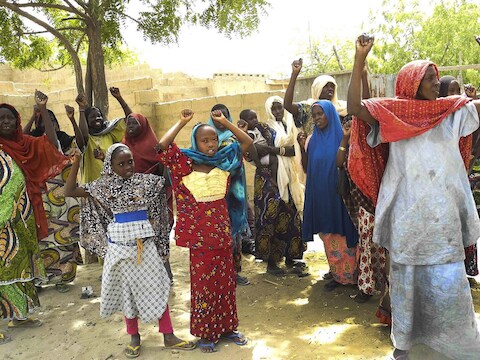 Deze vrouwen konden terugkeren naar hun woonplaats in Michika, in het noordoosten van Nigeria, nadat Boko Haram eruit werd verdreven.