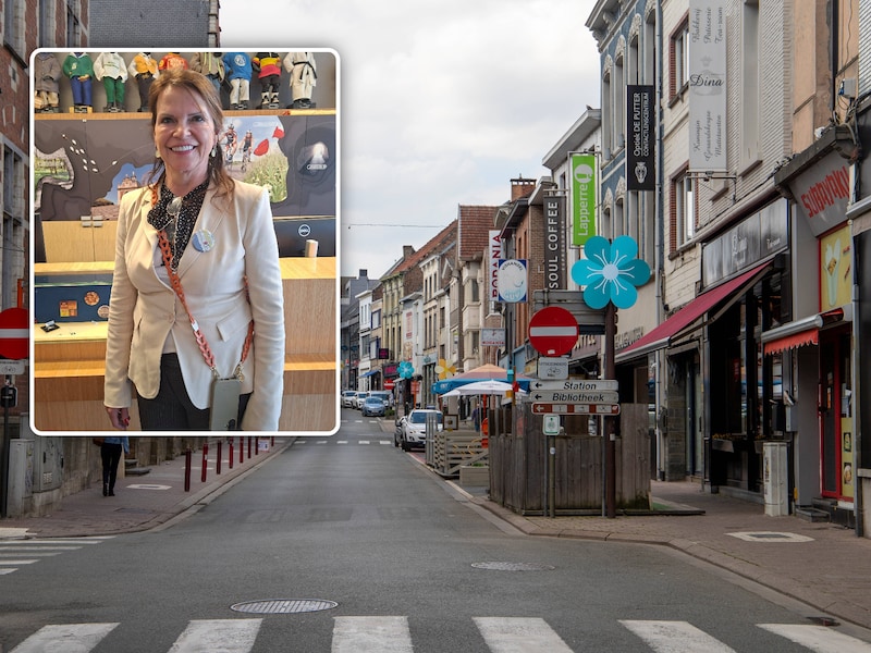 Geraardsbergen: Grotestraat., Inzet: Schepen Griet Blaton.