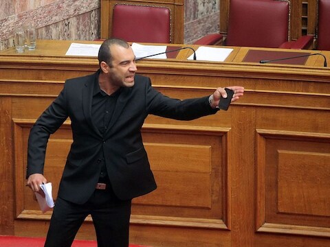 Gouden Dageraad-parlementslid Panagiotis Iliopoulos in mei.