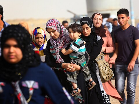 Vluchtelingen uit Mosul.