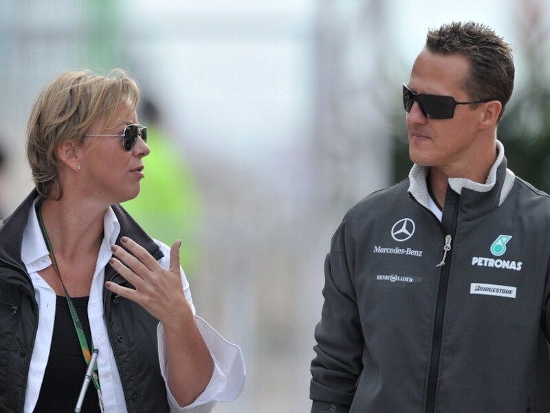 Sabine Kehm en Michael Schumacher op archiefbeeld.