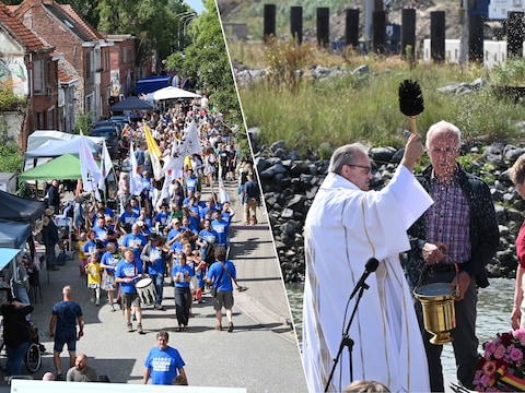 In stoet ging het van de kerk van Doel naar de jachthaven voor de traditionele wijding van de Schelde.