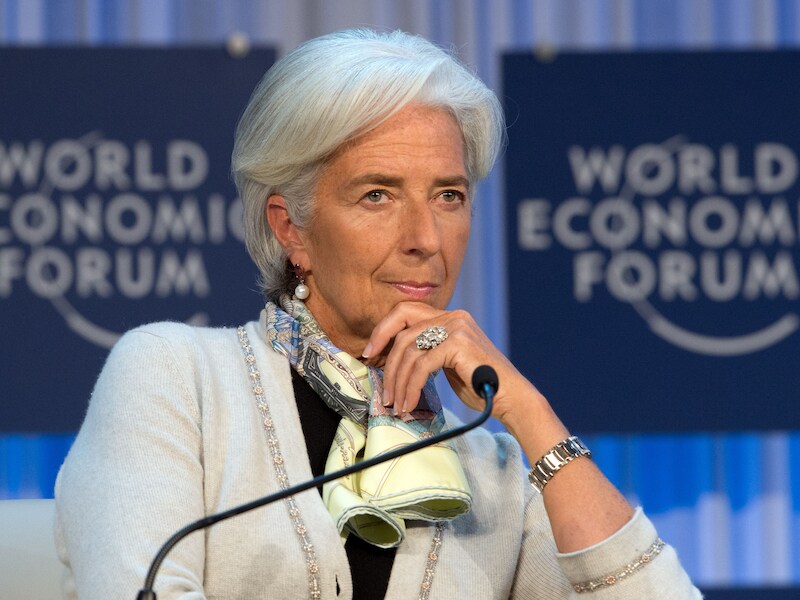 Directeur van het IMF Christine Lagarde op het World Economic Forum in Davos.