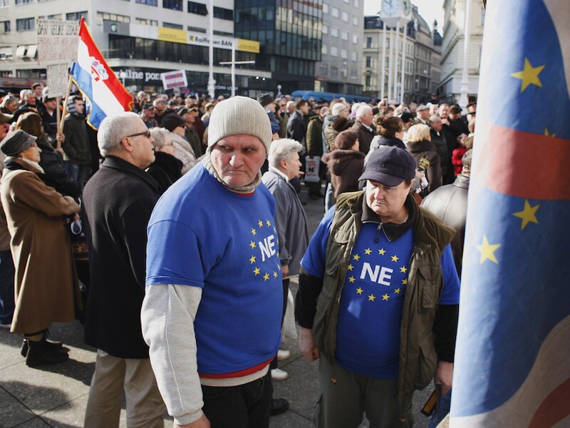De voorbije dagen waren er ook betogingen tegen de toetreding van Kroatië tot de EU.