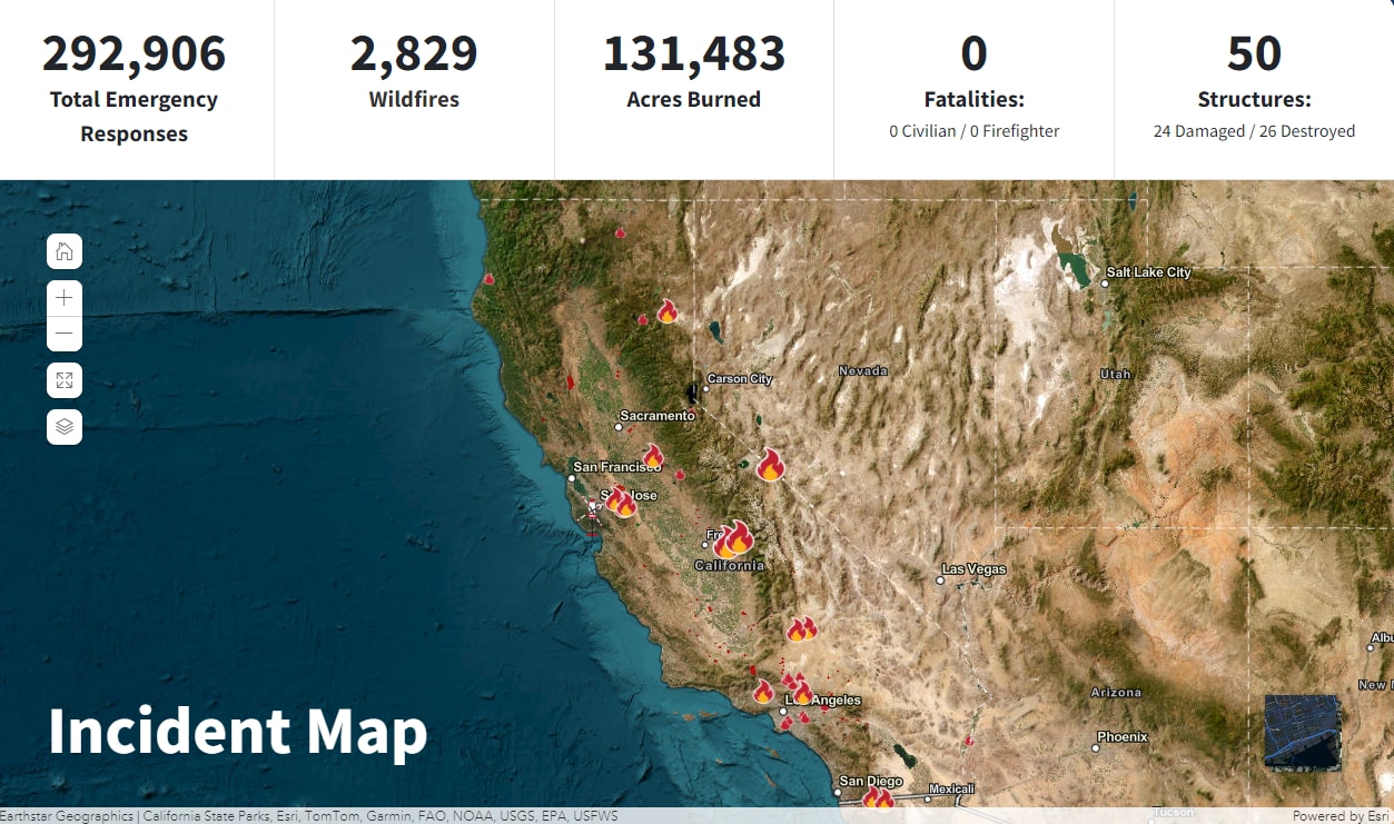 Bosbranden in Californië hebben al 5 keer zoveel gebied als ...