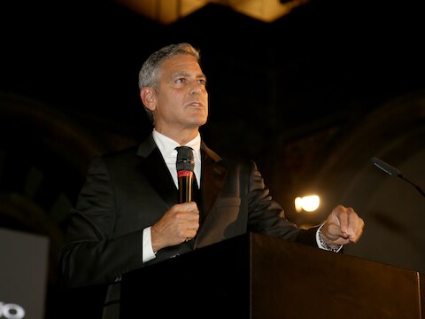 George Clooney op een benefiet in Italië.