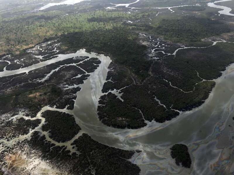 Een foto van de Nigerdelta genomen op 22 maart 2013.